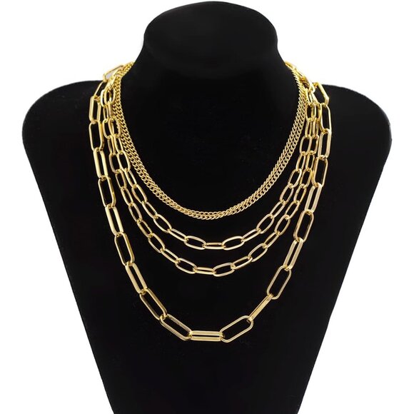 18-Inch Gold-Plated Layered Chain Necklace with Adjustable Extension for Women - Picture 7 of 7